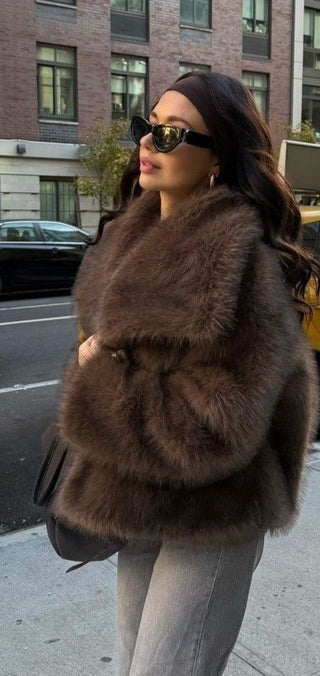 Le Aura Fur Coat - Brown