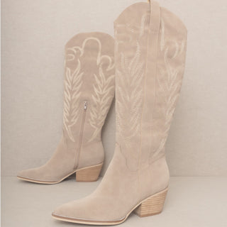 Xiomara Embroidered Suede Tall Boots